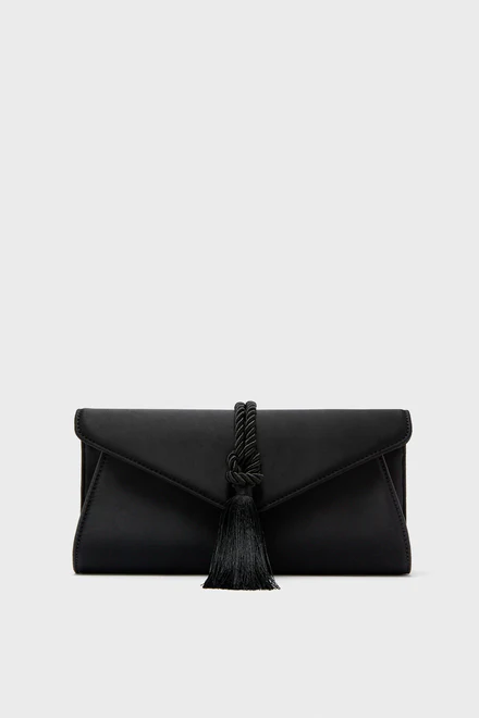 Black Satin Gabrielle Clutch