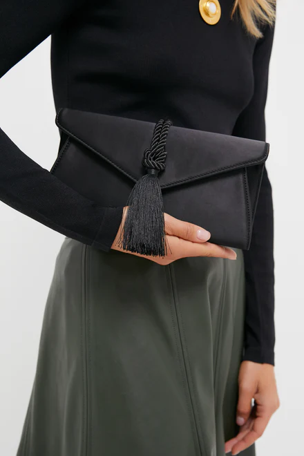 Black Satin Gabrielle Clutch - 2
