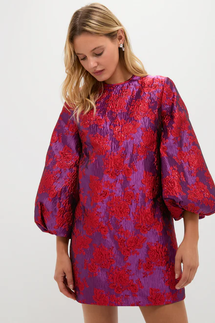 Red & Purple Jacquard Janie Mini Dress - 2