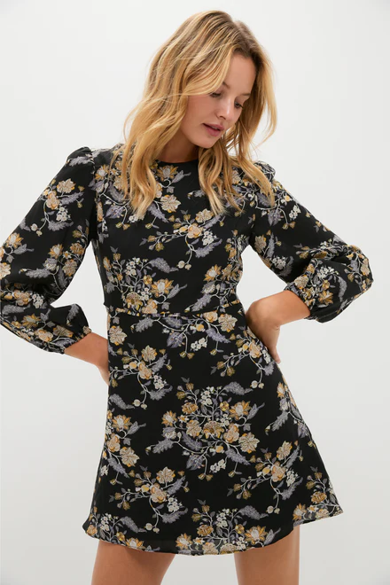 Black Multi Floral Sophia Mini Dress - 2