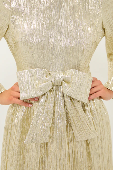 Gold Plisse Carol Bow Mini Dress - 2