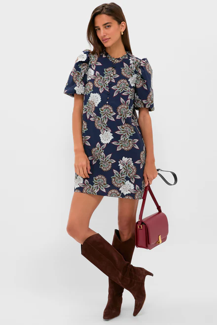 Navy Floral Mimi Mini Dress - 2